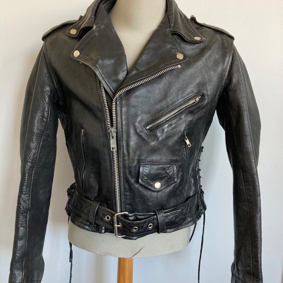 1970s Heavy Black Leather Biker's Jacket - Picture 2 of 14